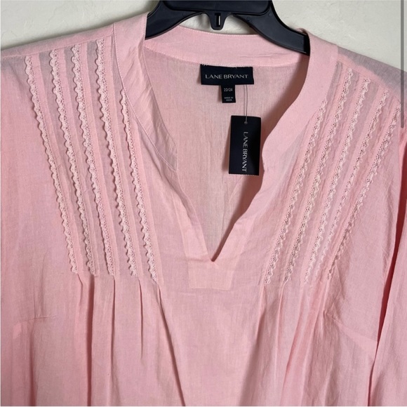 Lane Bryant Pink Pleated Popover Tunic 22/24 NWT - Picture 2 of 5